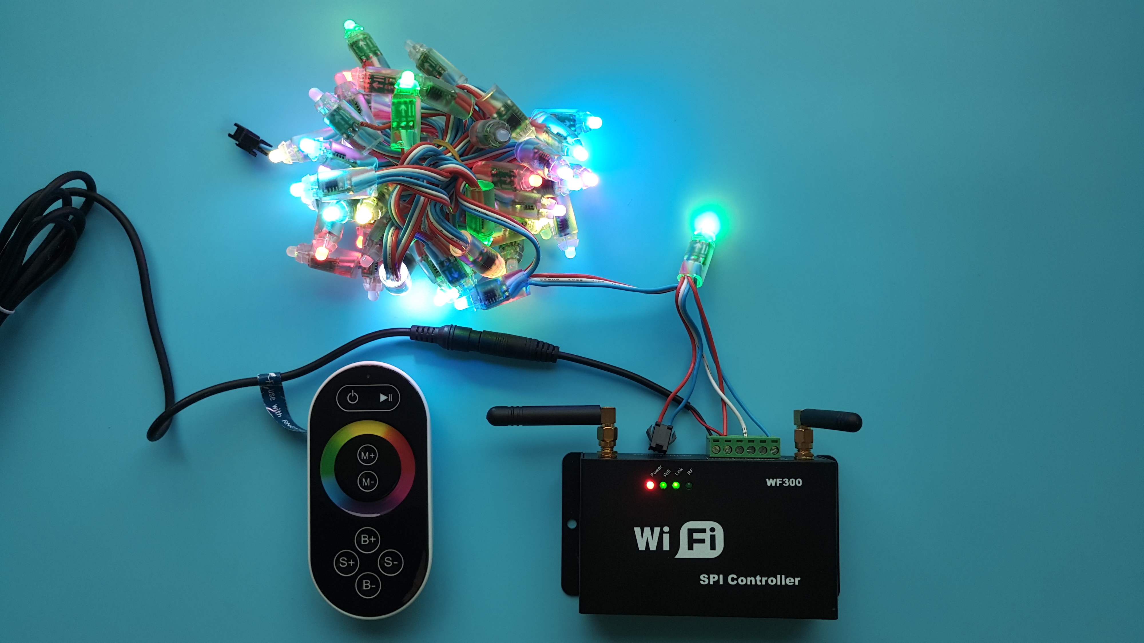 9mm through-hole WS2811 RGB LED pixel node light string and WF300 SPI RGB LED controller