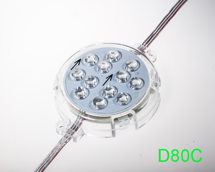 80mm 24V C type 20 nodes DMX512 RGB 5050 LED point light